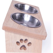 Tg Pet Luni Ahşap Demonte Kedi Köpek Mama ve Su Kabı