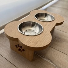 Prela Ahşap Kedi Köpek Mama ve Su Kabı Standı