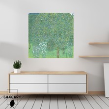 Kare Kanvas Tablo Ünlü Eserler Gustav Klimt-Rosebushes Under The Trees