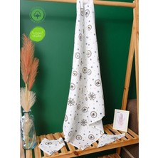 Devicoo  Pamuk Organik Müslin Bebek Örtü Seti – 3'lü Set (80X80 Örtü + Ağız Mendili + Mama Önlüğü)