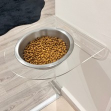 Şeffaf Pleksi Büyük Duvara Monte Kedi Köpek Mama ve Su Kabı Standı