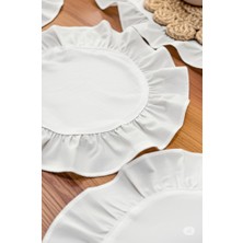 Kesene Göre 7 Parça Fırfırlı Ranforce Pamuklu Kumaş Runner Set 1 Runner , 6 Amerikan Servis