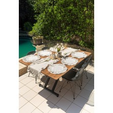 Kesene Göre 7 Parça Fırfırlı Ranforce Pamuklu Kumaş Runner Set 1 Runner , 6 Amerikan Servis