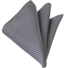 Bej Haki Çizgili Jakar Dokuma Cep Yaka Mendili