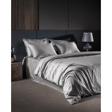 Thalie Çift Kişilik %100 Pamuk Çizgili - 300TC Saten Nevresim Takımı - Gri