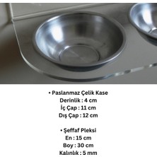 Şeffaf Pleksi Duvara Monte Kedi Köpek Mama ve Su Kabı Standı