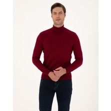 Pierre Cardin Erkek Vişne Slim Fit Balıkçı Yaka Basic Triko Kazak 50314202-VR223