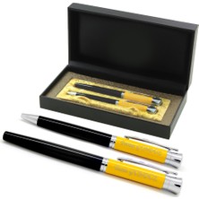 Kişiye Özel Roller Siyah Kırmızı Mürekkep Tükenmez Kalem Seti