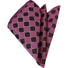 Pembe Siyah Damalı Jakar Dokuma Yaka Mendili