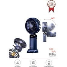 Torima F-19 Lacivert Dijital Ekranlı Şarjlı 90 Derece Ayarlanabilir Başlıklı Mini Masa Fan Vantilatör