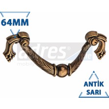 Adresline Üzümlü Kulp 8'li 64mm Antik Sarı