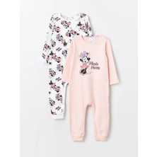 Lcw Baby Pembe Bisiklet Yaka Uzun Kollu Minnie Mouse Baskılı Kız Bebek Tulum 2'li