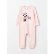 Lcw Baby Pembe Bisiklet Yaka Uzun Kollu Minnie Mouse Baskılı Kız Bebek Tulum 2'li
