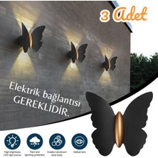 3 Adet Elektrikle Çalışır, 6 Watt Gün Işığı Ledli Kelebek Duvar Aplik Iç ve Dış Mekan IP65 Aplik