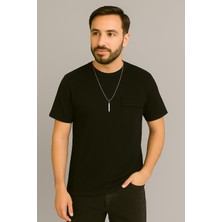 Erkek Tshirt  Kolyeli-Cepli Gofre Likralı Kumaş (Dar Kalıp)