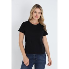 Nefes Alabilen %100 Pamuk Bisiklet Yaka Regular Fit Normal Kesim Baskısız Basic Tişört