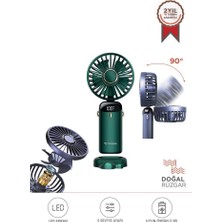 Torima F-19 Yeşil Dijital Ekranlı Şarjlı 90 Derece Ayarlanabilir Başlıklı Mini Masa Fan Vantilatör
