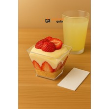 Plastik Mini Kap Şeffaf 60 cc Pasta Tatlı Trileçe Sütlaç Profiterol Tiramisu Pastane Fırın - 25 Adet