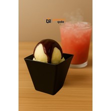 Plastik Mini Kap Siyah 120 cc Pasta Tatlı Magnolia Trileçe Profiterol Tiramisu Supangle - 25 Adet