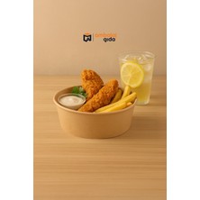 Kraft Karton Salata Kasesi 1100CC Yuvarlak Makarna Yemek Tatlı Meyve Saklama Kabı - 25 Adet