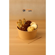 Kraft Karton Salata Kasesi 750 cc Yuvarlak Makarna Yemek Tatlı Meyve Saklama Kabı - 25 Adet KAPAKSIZDIR