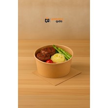 Kraft Karton Salata Kasesi 750 cc Yuvarlak Makarna Yemek Tatlı Meyve Saklama Kabı - 25 Adet KAPAKSIZDIR