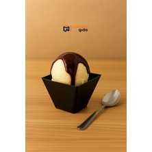Plastik Mini Kap Siyah 60 cc Pasta Tatlı Trileçe Sütlaç Profiterol Tiramisu Supangle - 25 Adet