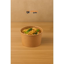 Kraft Karton Salata Kasesi 550 cc Yuvarlak Makarna Yemek Tatlı Meyve Saklama Kabı - 25 Adet KAPAKSIZDIR