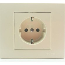 Ovivo Grano Krem Topraklı Priz Çocuk Korumalı (Ürün Çerçevesizdir)