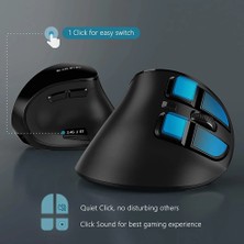Teknofaji Kablosuz Dikey Şarj Edilebilir Bluetooth 2.4g Sessiz Mouse Ergonomik Sağ El 9 Adet Buton