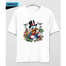Hena Vibe: Billionaire – Oversize Unisex Tişört  Beyaz Baskılı Modern Stil