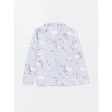 Lcw Kids Lila Gömlek Yaka Desenli Uzun Kollu Kız Çocuk Pijama Takımı