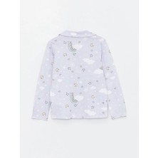 Lcw Kids Lila Gömlek Yaka Desenli Uzun Kollu Kız Çocuk Pijama Takımı