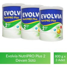 Evolvia NutriPro PLUS 2 Devam Sütü 800 gr x 3 Adet 6-36 Ay Arası Bebekler İçin Biberon Maması