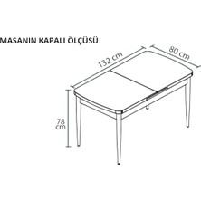 Kaktüs Avm Sonata Beyaz 80 x 132 Açılabilen Mdf Masa Metal Ayaklı Mutfak Masası Takımı 6 Gri Sandalye