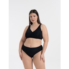 Aquaviva Kadın Siyah Büyük Beden Quinn Kruvaze Detaylı Toparlayıcı Bikini Takımı