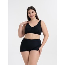 Aquaviva Kadın Siyah Büyük Beden Quinn Kruvaze Detaylı Toparlayıcı Şortlu Bikini Takımı