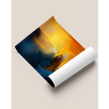 Çerçevesiz Poster Dijital Baskı Soyut Güneş ve Gece