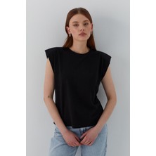 Vatkalı Tshirt Siyah