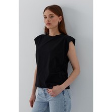 Vatkalı Tshirt Siyah