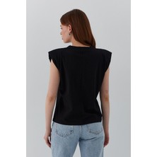 Vatkalı Tshirt Siyah