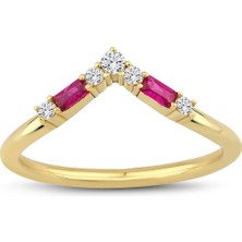  Pırlanta - Yakut Tasarım Yüzük