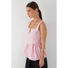 Belden Büzgülü Bluz Pembe