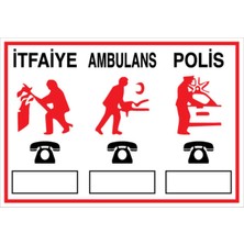 1Beyaz Reklam İtafiye Ambulans Polis Uyarı Tabelası - 20x30 Alüminyum Kompozit Panel - Y18