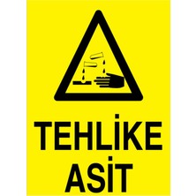 1Beyaz Reklam Tehlike Asit Uyarı Tabelası - 35x50 Alüminyum Kompozit Panel - KM22