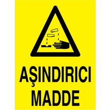 1Beyaz Reklam Aşındırıcı Madde Uyarı Tabelası - 20x30 Alüminyum Kompozit Panel - TM9