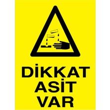 1Beyaz Reklam Dikkat Asit Var Uyarı Tabelası - 20x30 Alüminyum Kompozit Panel - KM21