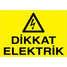 1Beyaz Reklam Dikkat Elektrik Uyarı Tabelası - 35x50 Alüminyum Kompozit Panel - E26