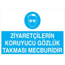 1Beyaz Reklam Ziyaretçilerin Koruyucu... Uyarı Tabelası - 70x100 Alüminyum Kompozit Panel - GK18