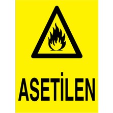 1Beyaz Reklam Asetilen Uyarı Tabelası - 35x50 Alüminyum Kompozit Panel - TM11